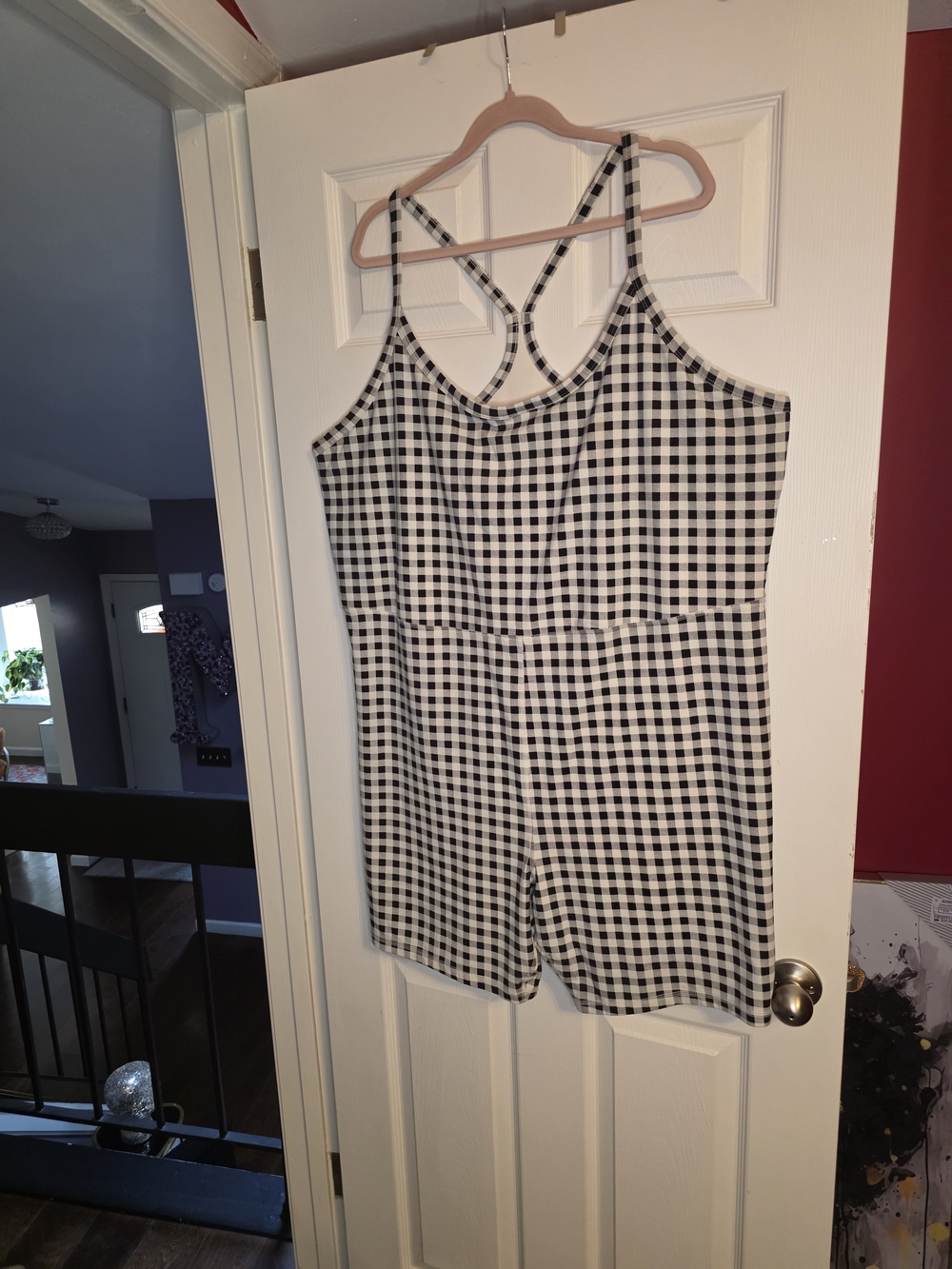Old Navy Black and White Gingham Active Top